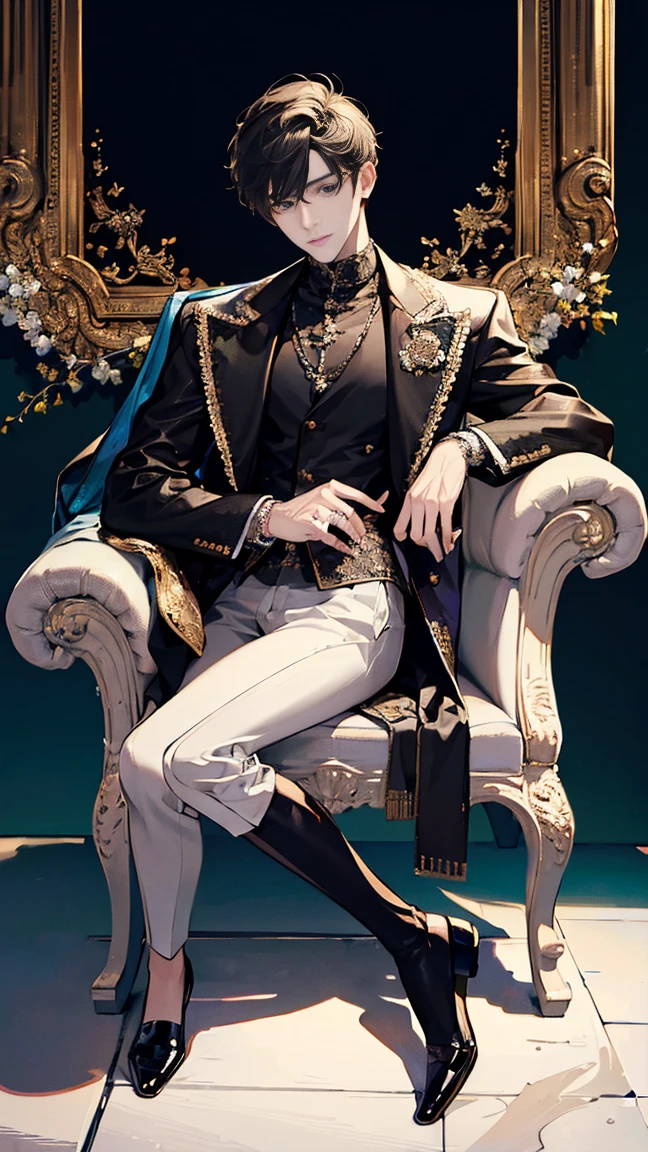 (masterpiece), (highest quality), (super detailed), ultra-detailed, Beautiful face, (((male))), ((whole body)), (((Down to the toes))), Stylish, suit, Leather shoes,