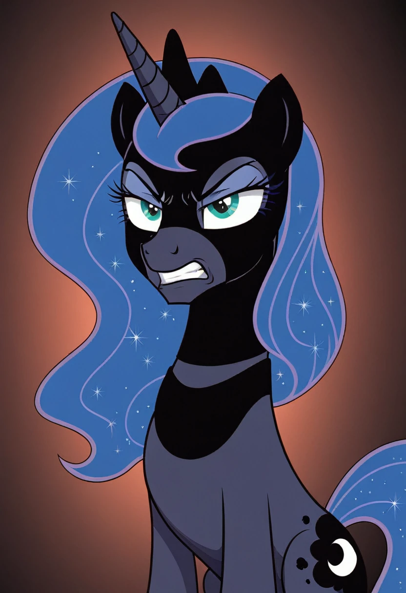 Pony Prince Luna Black .black head mask angry in the bodystocking