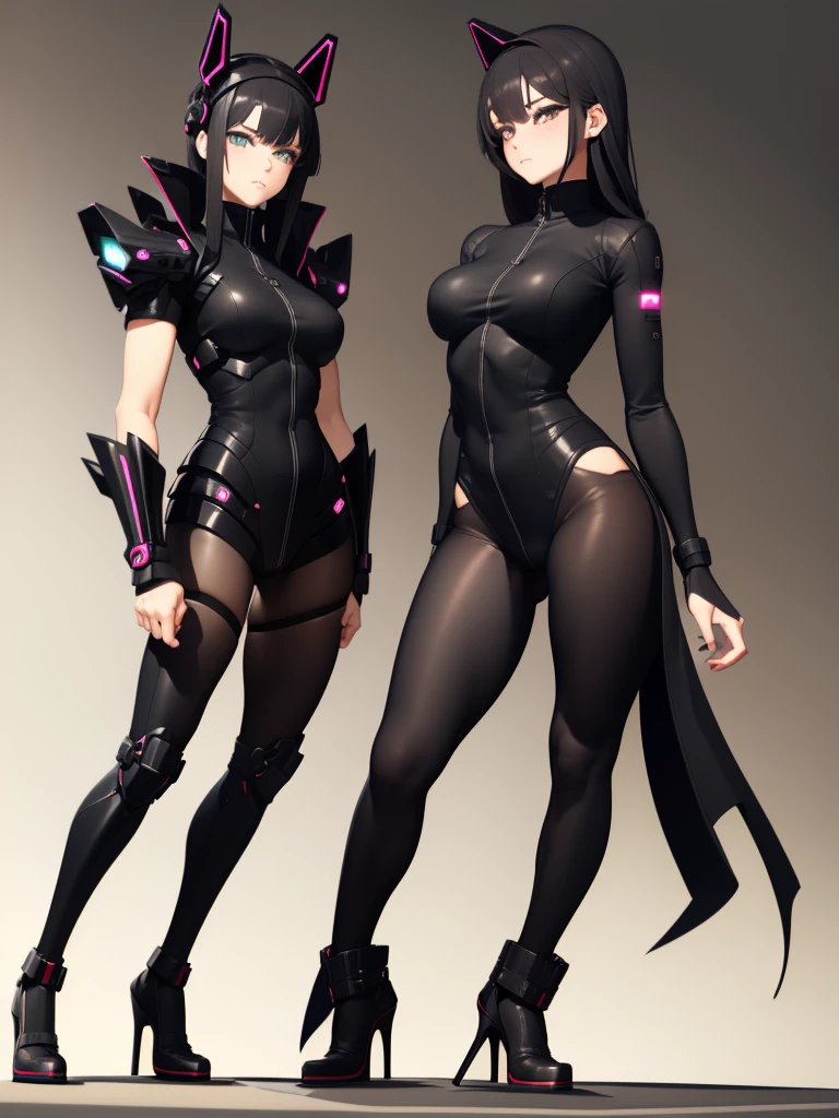 (work of art, best qualityer), 1 girls, Bblack hair, cups, cyber punk, standing alone, at waist height, sexy appearance