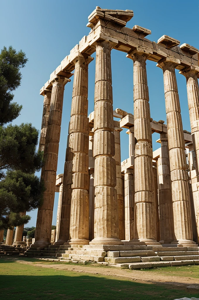 Circular Greek temple with 12 meter high Doric columns 