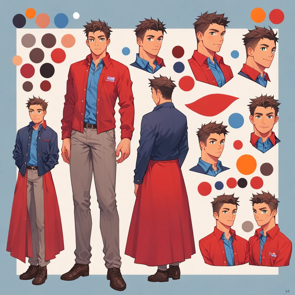 score_9, score_8_up, score_7_up, score_6_up, score_5_up, score_4_up, BREAK source_anime, man, Gradient hair, blue, gray, Creative design, full body, Reference sheet, Character sheet