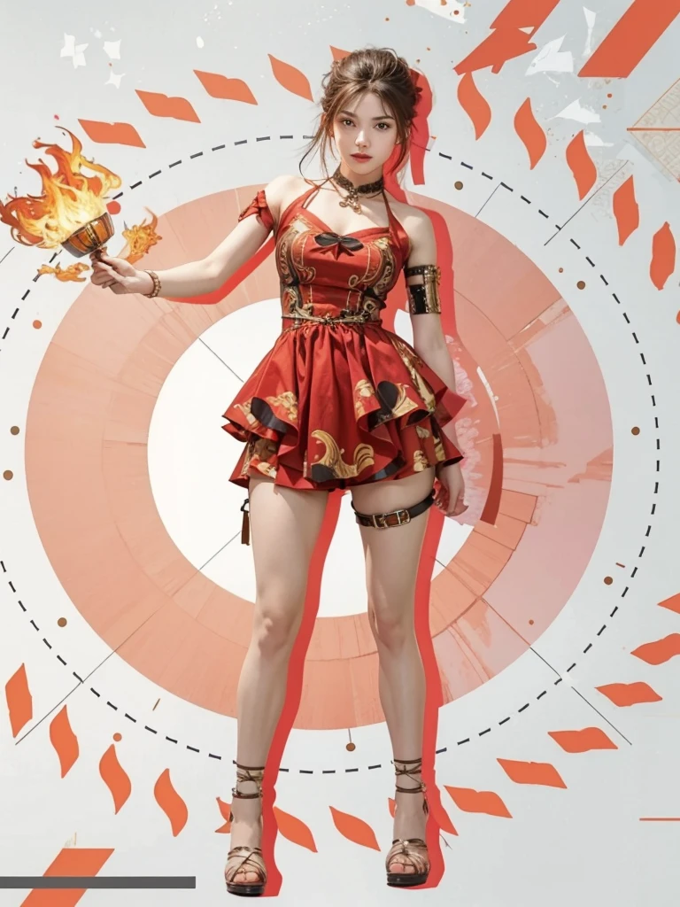 Close-up of a young girl holding a flame,Full body close-up