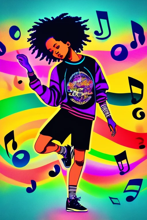 A background filled with scattered musical notes in various sizes and colors
A background completely filled with scattered musical notes in various sizes and colors, covering the entire screen.
beautiful girl colorful image
Dance hiphop Dance CREW Waacking Dance
Punking
black medium hair black medium hair
Five fingers Baggy clothes Baggy clothes