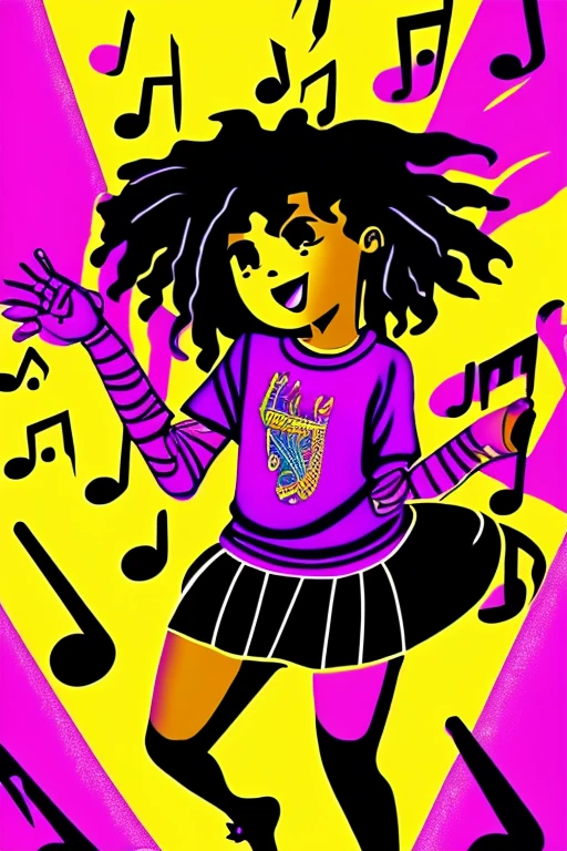 A background filled with scattered musical notes in various sizes and colors
A background completely filled with scattered musical notes in various sizes and colors, covering the entire screen.
beautiful girl colorful image
Dance hiphop Dance CREW Waacking Dance
Punking
black medium hair black medium hair
Five fingers Baggy clothes Baggy clothes