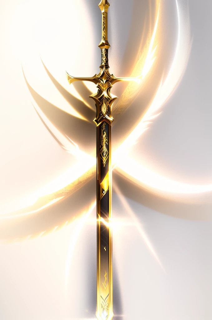 a close up of a sword with a gold and black design, scepter, metallic scepter, gold sword, draconic staff, fantasy weapon, shinning sword, intricate fantasy spear, medievil spear, warcraft blizzard weapon art, polearm, golden sword, fantasy sword, huge sword, league of legends inventory item, bone scepter, large sword, wand