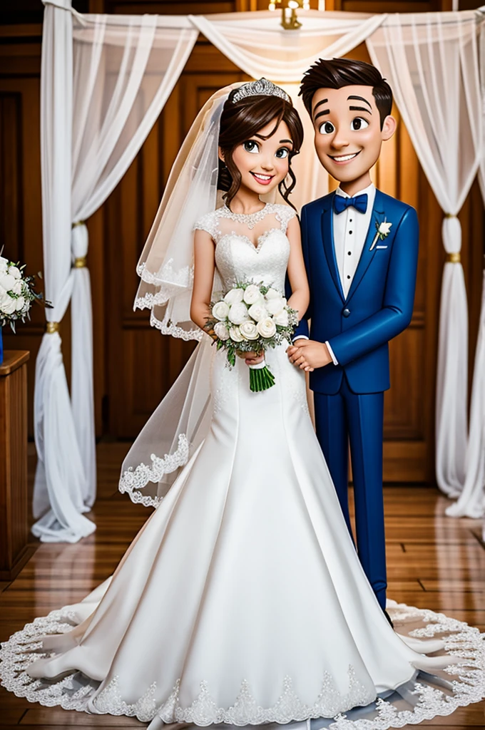 Animated wedding couple getting married
