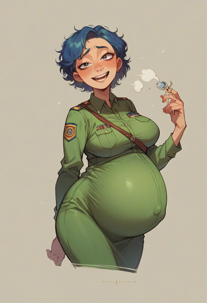 Pixar-type pregnant girl with epo forforgers of the homeland uniform