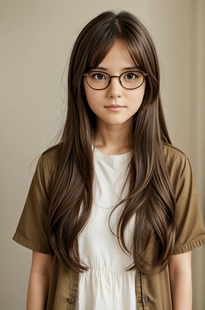 studio ghibli, girl with brown hair, fringe, glasses and white