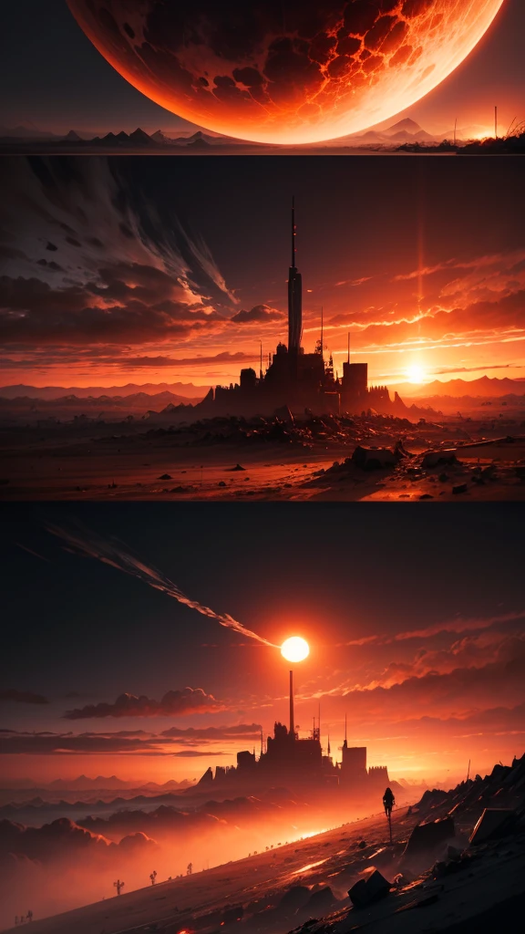 Apocalyptic Sunset, A planet completely destroyed by war and catastrophe