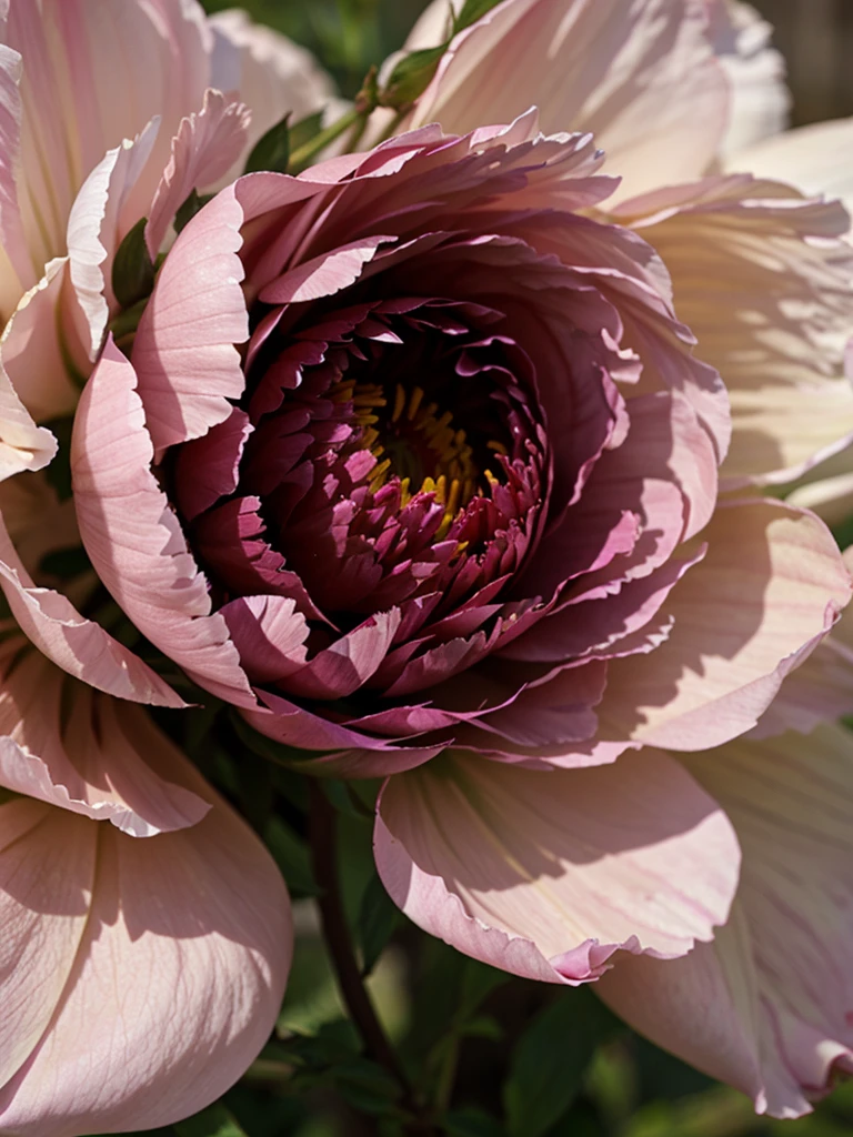 Peony flower close-up,bee