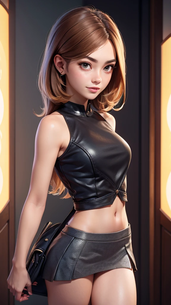 Beautiful woman in a short skirt, horizont