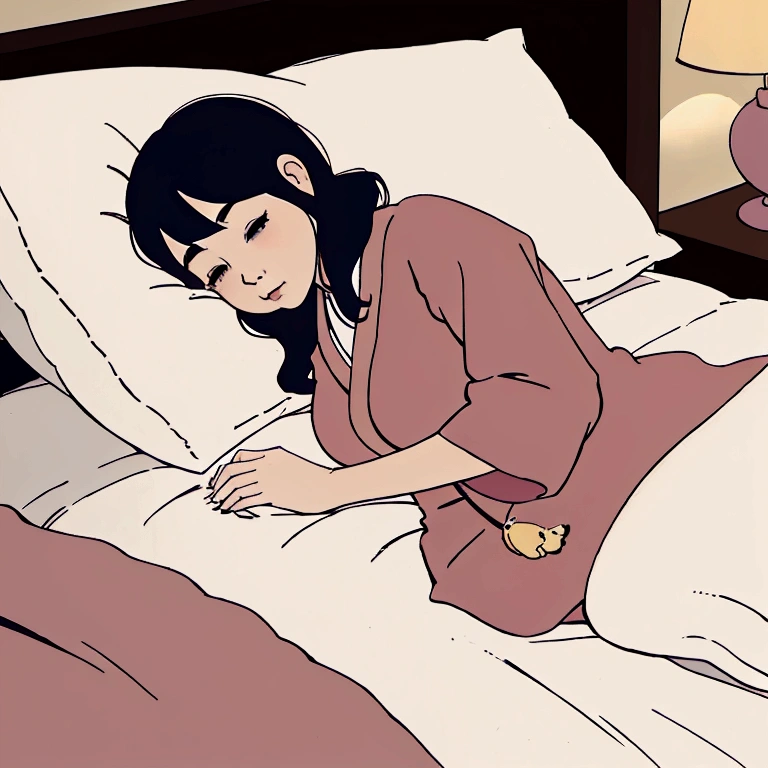 A woman is lying in bed with a pillow and a stuffed toy, profile image, 30-year-old woman, 30-year-old woman, Filmed in the early 2020s, Chubby, Photos taken in 2020, umamusume, 4 5 those, Nishimiya Shoko, tsutomo nihie, kiyoko suzuki