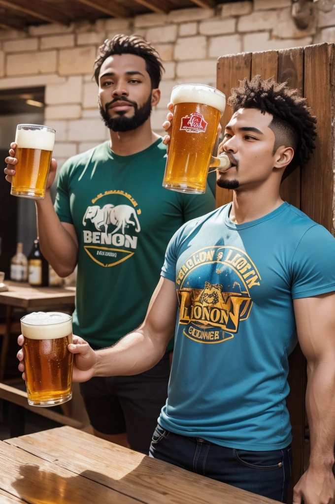 Pride of lions drinking beer 