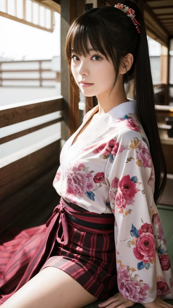 Japan girls in their 20s。She's wearing a pink lace bra and 。