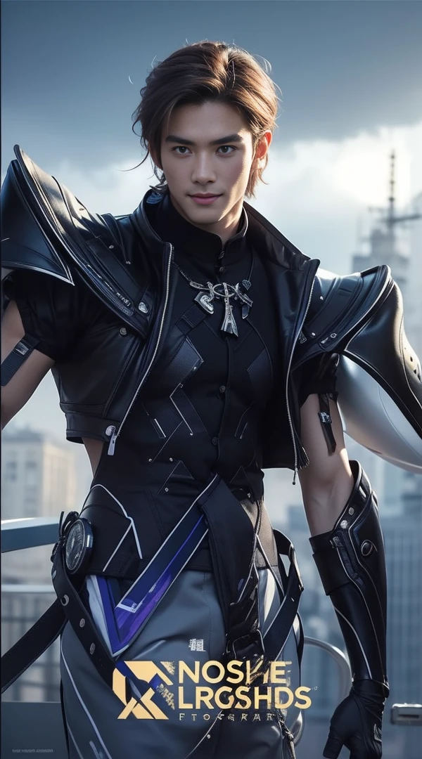 ((Men)), (head shot), (frontal face), (half body view), (Handsome muscular man in his 30s wearing black luxury suit with black necktie), zi wang (prince chiu), Mischievous smile, (detail: 1 in 1), Natural muscles, HIG quality, beautiful eyes, (Detailed face and eyes), (Face、: 1 / 2), Noise, Real Photographics, ... ...................................................................................................PSD, Sharp Focus, High resolution (8K), realistic & Professional Photography, 8K UHD, Soft lighting, High quality, Film grain, FujifilmXT3