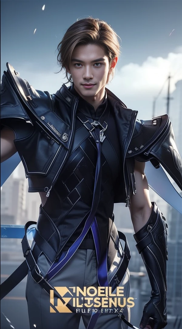 ((Men)), (head shot), (frontal face), (half body view), (Handsome muscular man in his 30s wearing black luxury suit with black necktie), zi wang (prince chiu), Mischievous smile, (detail: 1 in 1), Natural muscles, HIG quality, beautiful eyes, (Detailed face and eyes), (Face、: 1 / 2), Noise, Real Photographics, ... ...................................................................................................PSD, Sharp Focus, High resolution (8K), realistic & Professional Photography, 8K UHD, Soft lighting, High quality, Film grain, FujifilmXT3