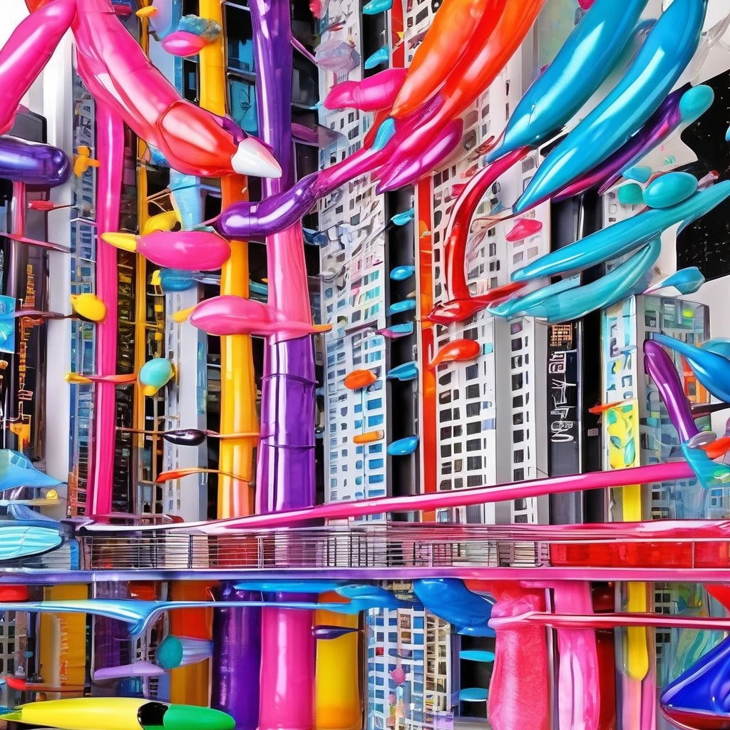 A great futuristic metropolitan made of glass and steel where tall buildings are shaped liked dildos and vehicles are individual sperm with wheels and windows moving down the streets. Tunnels look like vaginas. Hyper realistic, vibrant colors, 16k