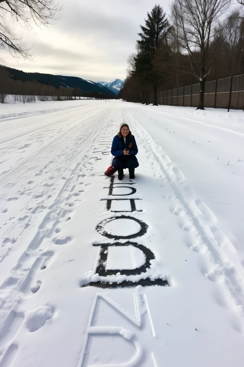 Write the name fabi in the snow 