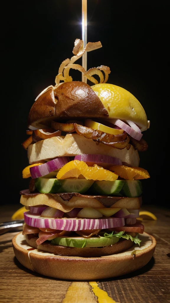 Hamburgs, lots of hot bacon, vintage ICE splash soda and lettuce and onions caramelized fries, crazy sliced ​​cucumbers with a gradient background of pirates with eye patches, wars and American flags with insane effects, lots of cool and powerful chrome metal faces, sliced ​​oranges and hyper lemons details realistic neon liquid splendor highlighting the word """THIRST FOR DRINKS""" in superior 8k neon resolution