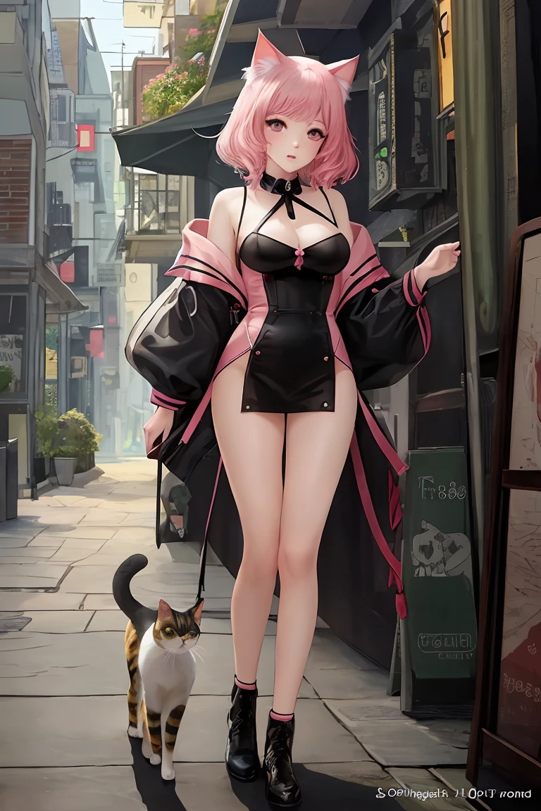 score_9,score_8_up,score_7_up,masterpiece, top quality, best quality, official art, beautiful and aesthetic, animation, , 1girl with cat ear, perfect figure, pink hair, complicated details, check above, reply, keyword ,