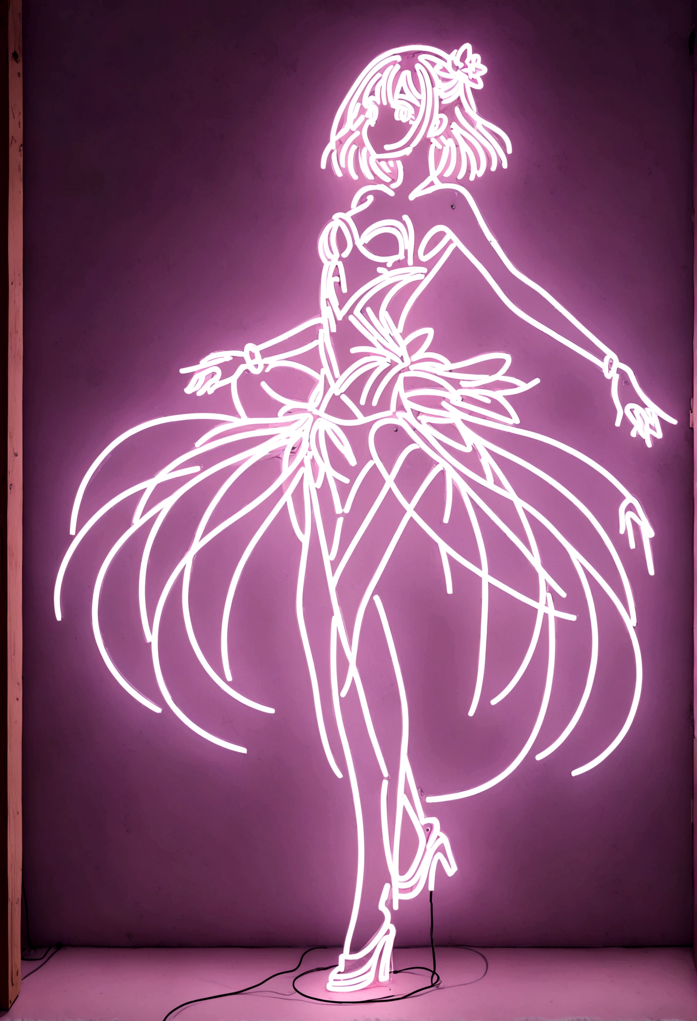 Dancing girl neon sign