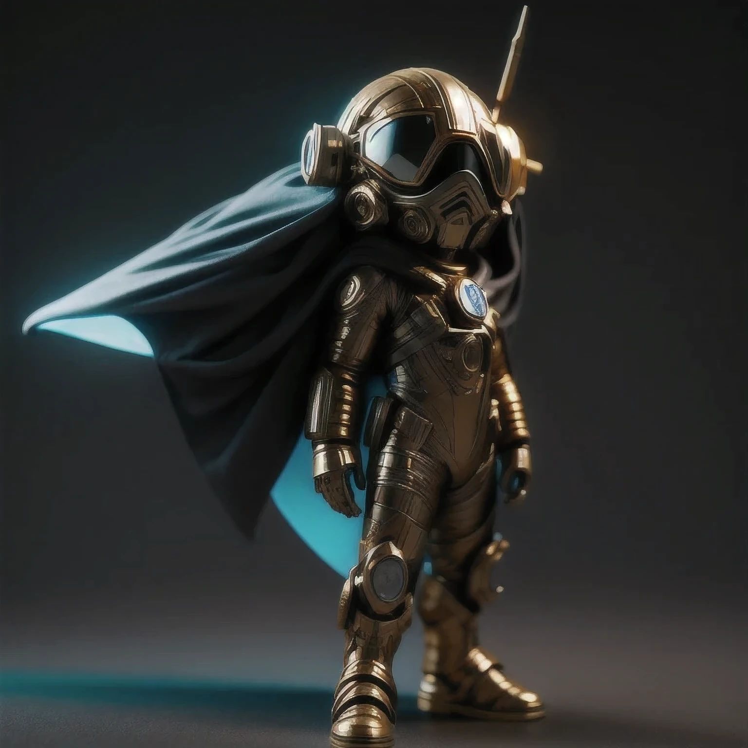 arafed alien with a cape and goggles standing in a pose, sci - fi character, scifi character, scifi character render, moon ray render, 3 d character render, hyper detailed fantasy character, dystopian sci-fi character, 3 d render character art 8 k, character render, small character. unreal engine 5, 3 d character concept artwork, 1 cape, solo