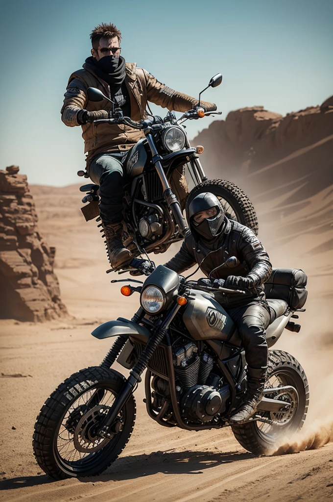 Mad max style off road bikers
