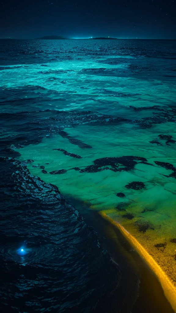 glowing noctilucent insect, masterpiece, Sea of night