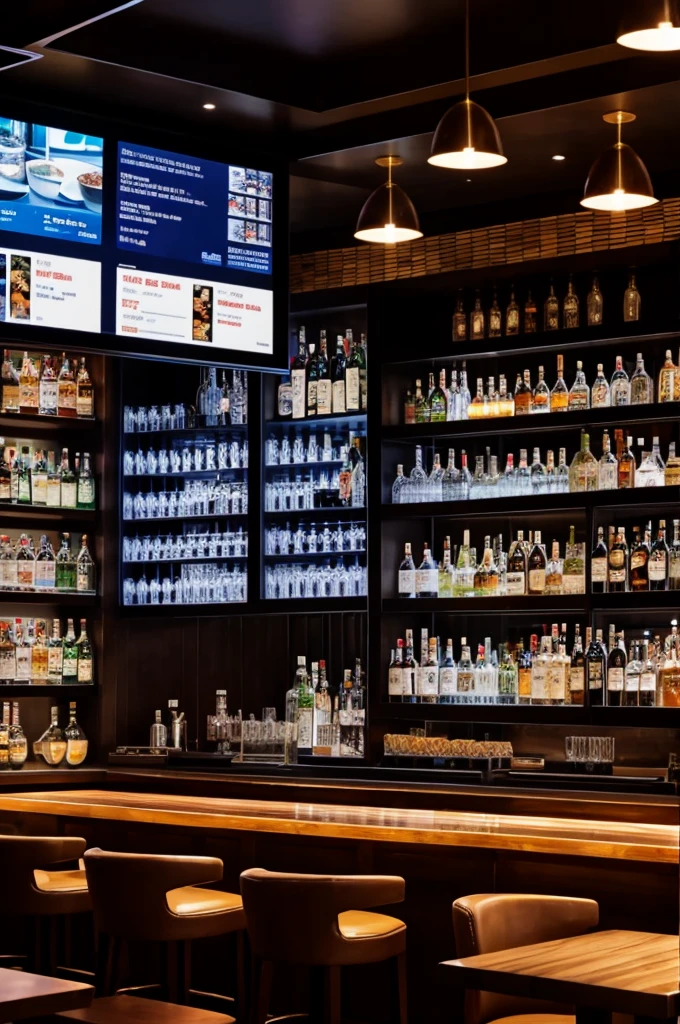 Drinks restaurant with screens where your drink order is displayed