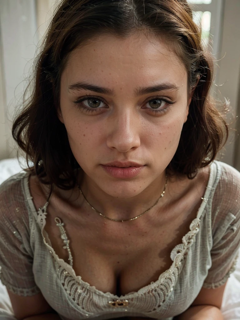 a beautiful woman wearing a shirt and shorts, detailed beautiful eyes, detailed beautiful lips, extremely detailed face, long eyelashes, delicate skin, perfect body, intricate clothing folds, soft lighting, warm color tones, natural setting, photorealistic, 8k, high quality, detailed