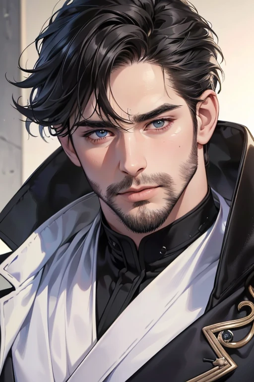 (best quality,4k,8k,highres,masterpiece:1.2),ultra-detailed,(realistic,photorealistic,photo-realistic:1.37),30 year old man,3 day beard,handsome anime,portraits,strong,masculine,dark hair,sharp jawline,mesmerizing eyes,perfectly styled hair,cool anime outfit,confident expression,vibrant colors,dynamic lighting