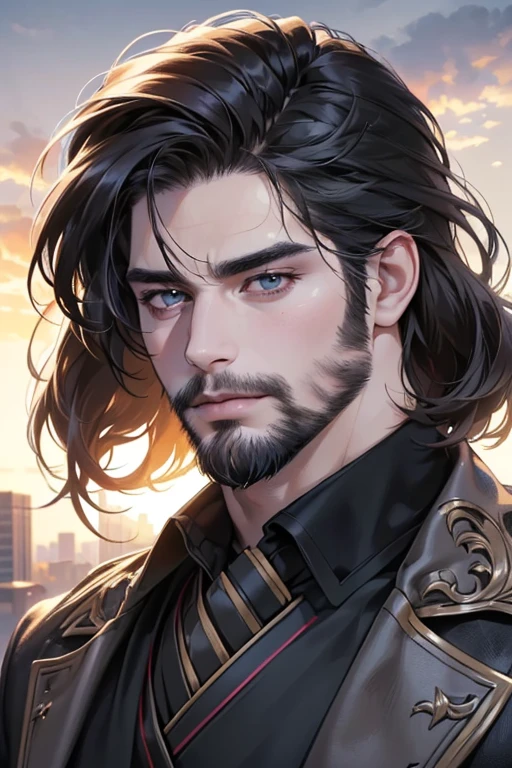 (best quality,4k,8k,highres,masterpiece:1.2),ultra-detailed,(realistic,photorealistic,photo-realistic:1.37),30 year old man,3 day beard,handsome anime,portraits,strong,masculine,dark hair,sharp jawline,mesmerizing eyes,perfectly styled hair,cool anime outfit,confident expression,vibrant colors,dynamic lighting