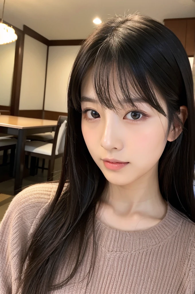 ((Highest quality)), ((masterpiece)), (detailed), Japanese, Age 25, Beauty, Front face, sexy,Face close-up,Long Black Hair、Inside the room