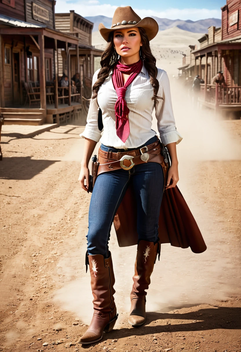 Create Wild West-style images to Press play and be transported to a world where hope and bravery go hand in hand, and where every viewer is a potential champion of justice. realistic image, high definition