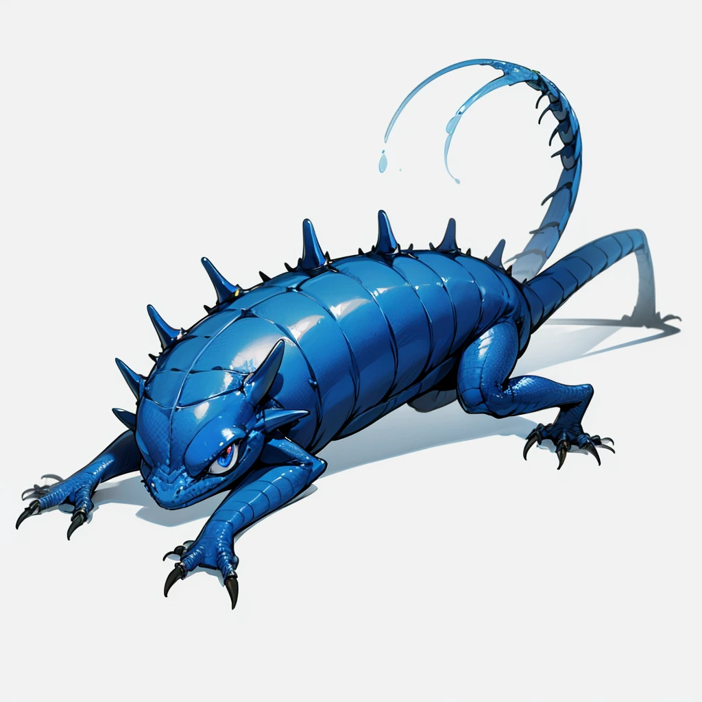 (Random Evolution, Colossal house lizard mixed with ant), full body version, full blue colour skins, (full blue eyes), (Grassroots), no background