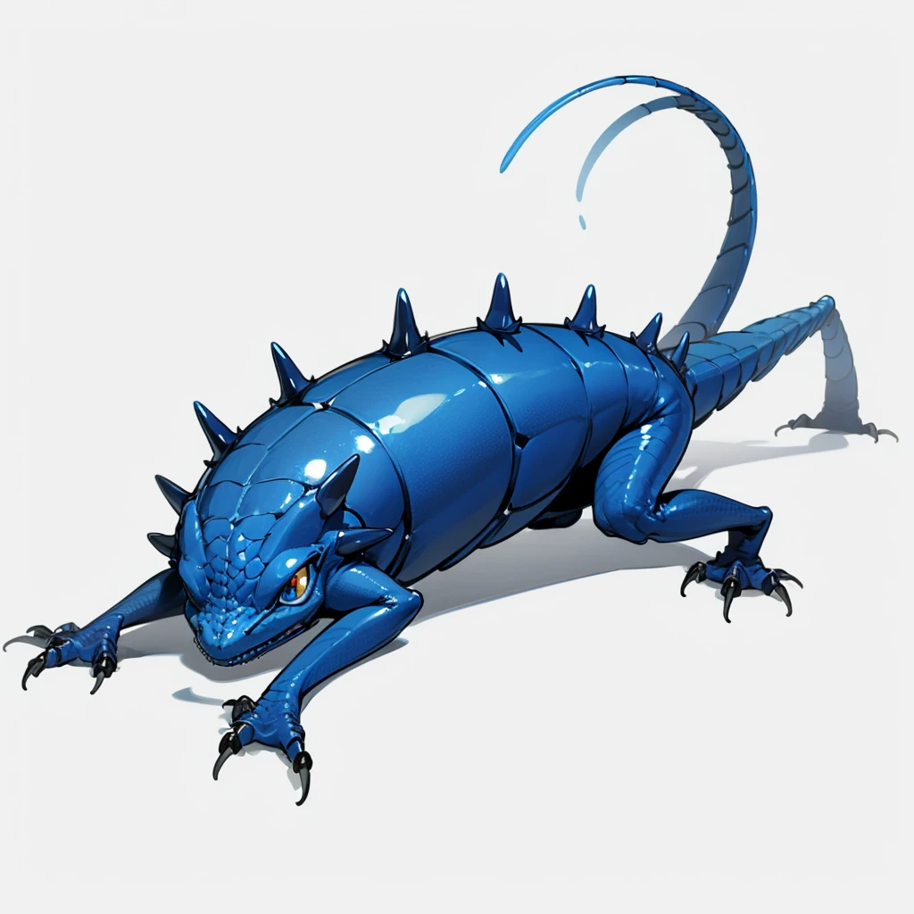 (Random Evolution, Colossal house lizard mixed with ant), full body version, full blue colour skins, (full blue eyes), (Grassroots), no background
