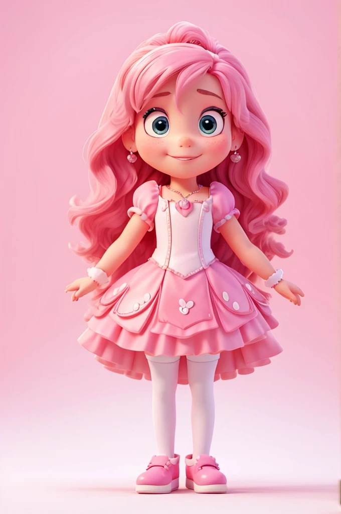 A pink Disney on a white background