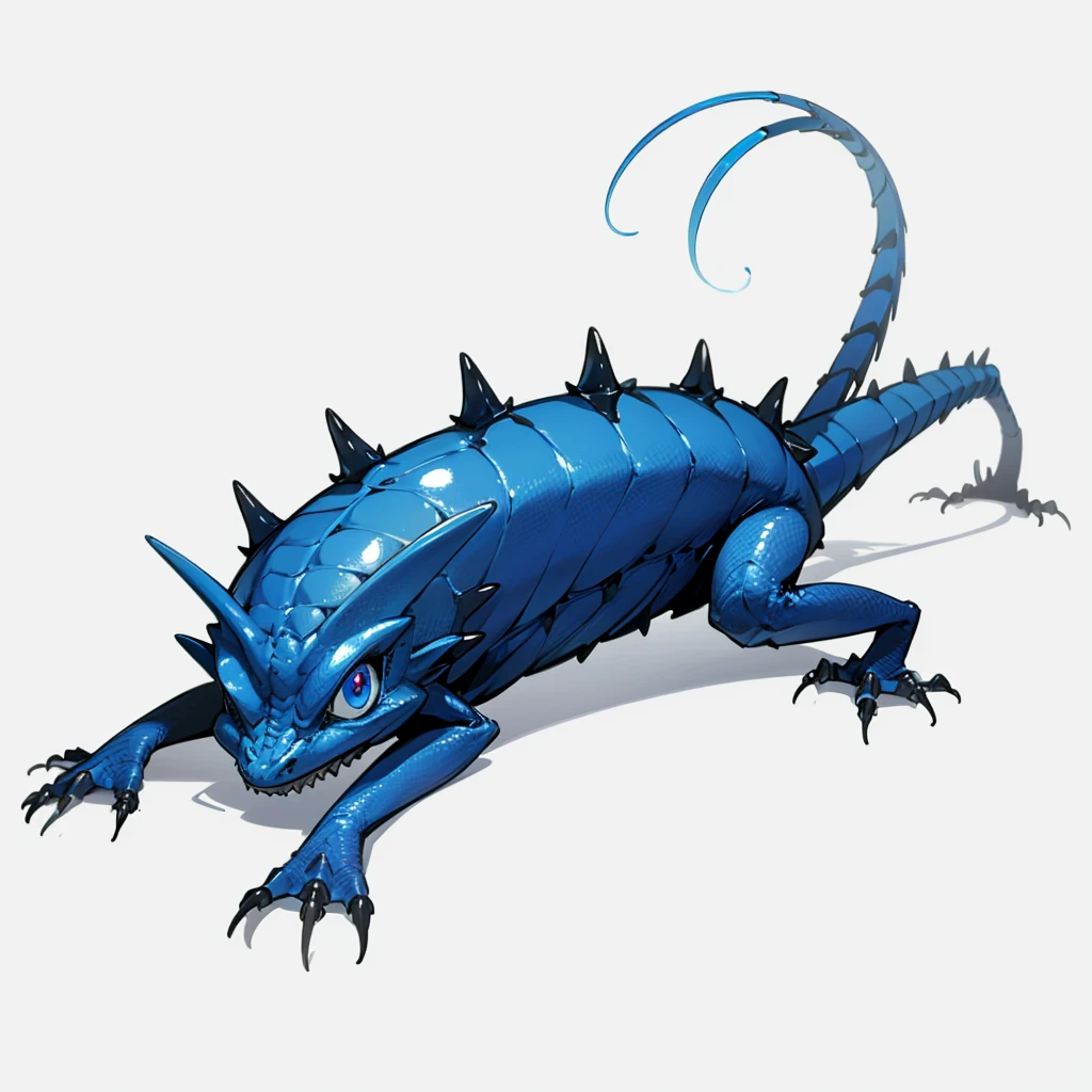 (Random Evolution, Colossal house lizard mixed with ant), full body version, full blue colour skins, (full blue eyes), (Grassroots), no background