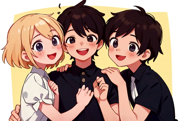 2 boys,2 girls,A good friend,smile