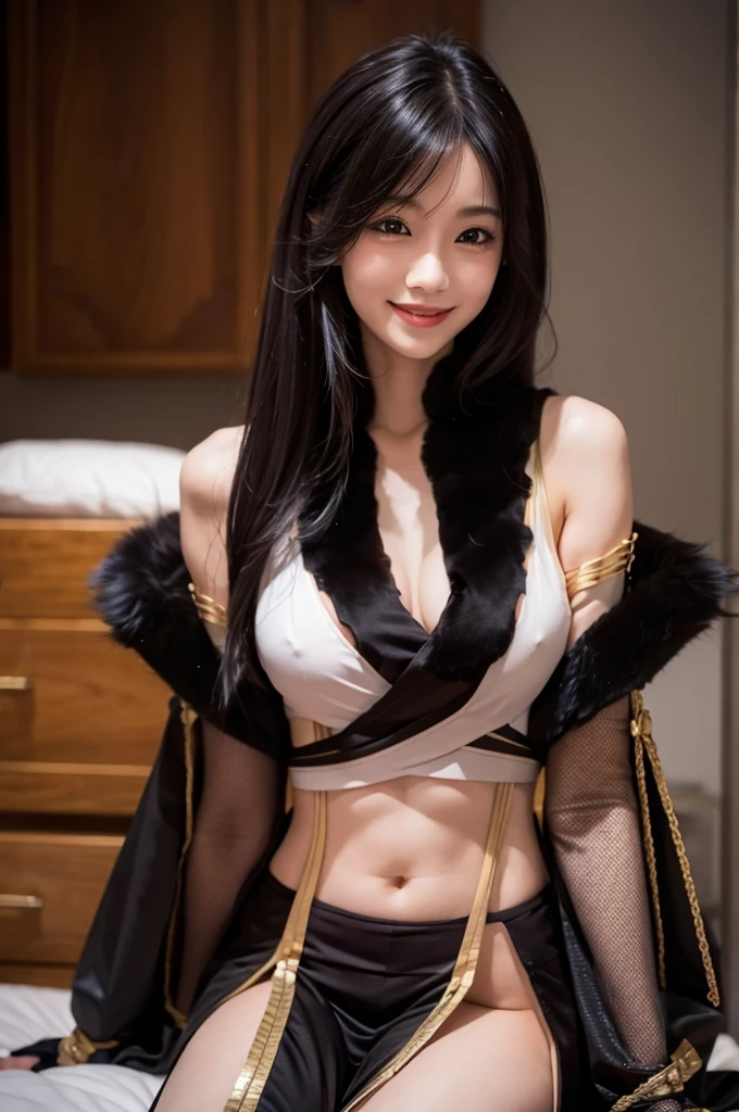 girl, sexy, smiling, spectacular body, long black fur