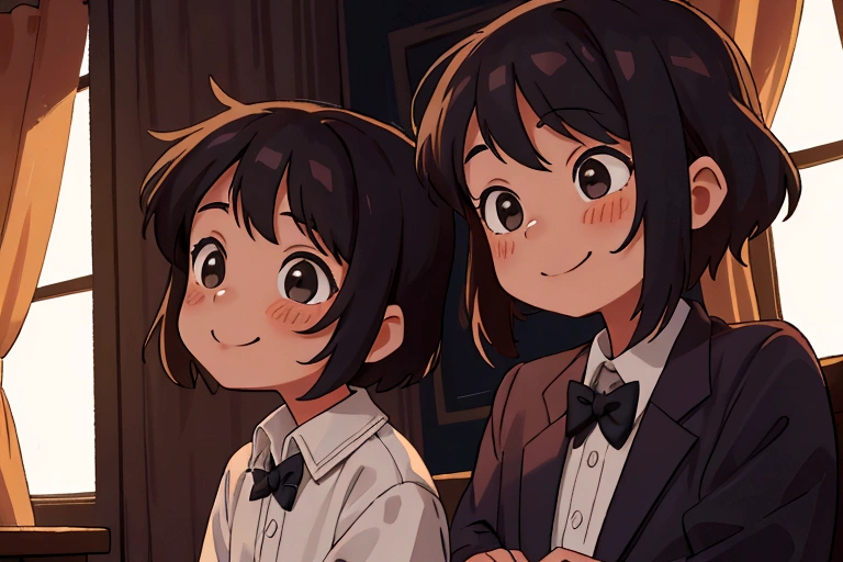 Two 10-year-old boys,Two 10-year-old girls,fine,smile