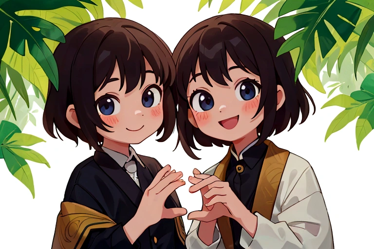 Two 10-year-old boys,Two 10-year-old girls,fine,smile