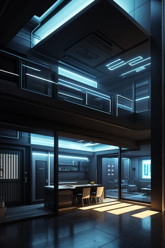 Male me a simple but cool cyberpunk sci-fi house