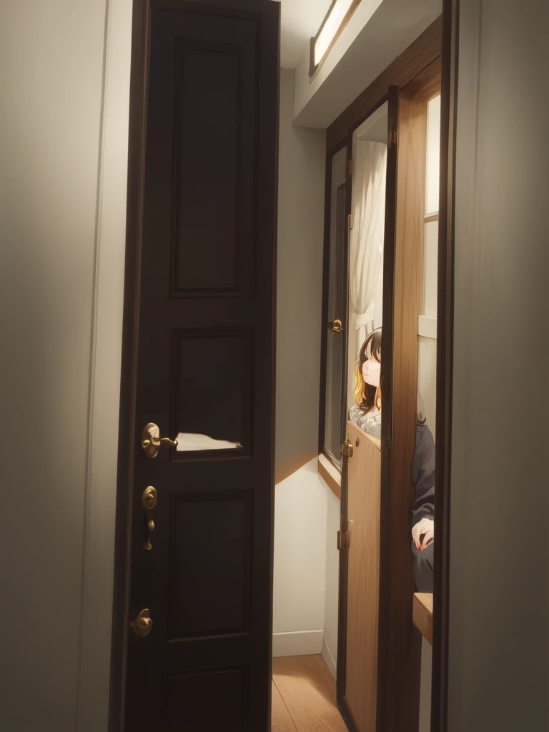 (masterpiece:1.2, best quality:1.1, highres,absurdres, high quality),(photorealistic:1.1),reflected light, colorful,ultra-detailed, ultra hd, super detailed,
yotsuya miko, open door, sleepwear, messy hair, black hair, yellow eyes,( open door):1.4, house, (sleepy), hallway, antenna hair, cowboy shot, 1girl, solo focus,