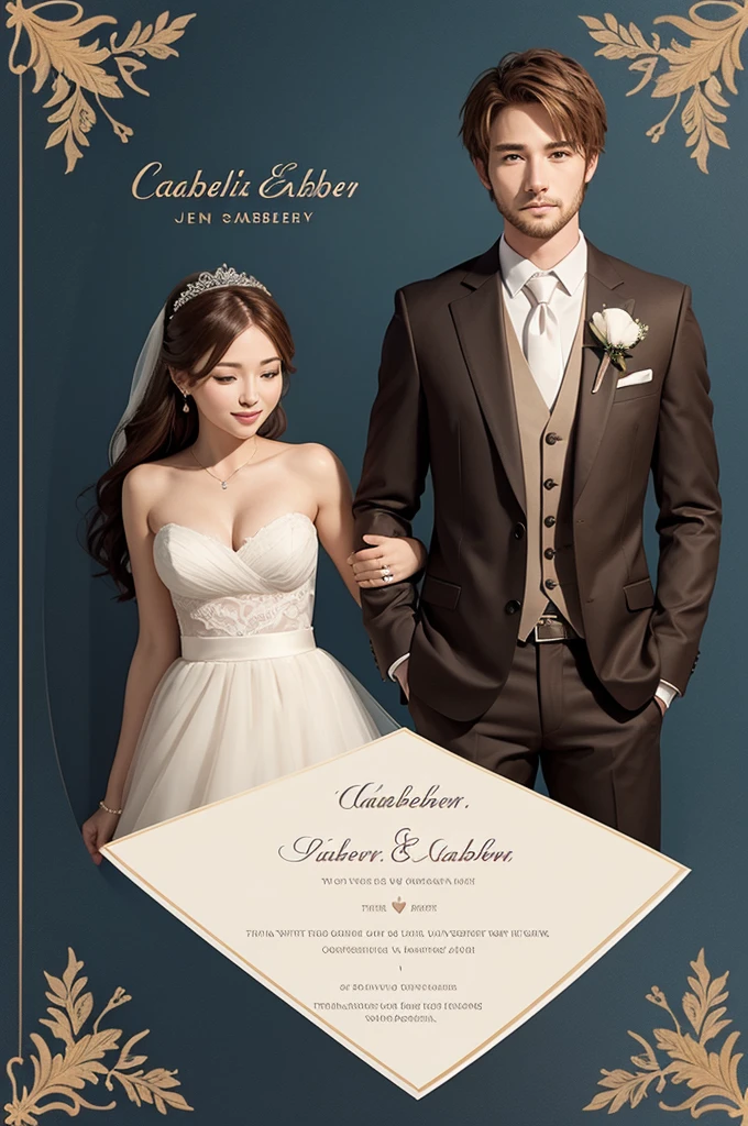 Gabrielle and Caleb Simplistic Wedding Invitation