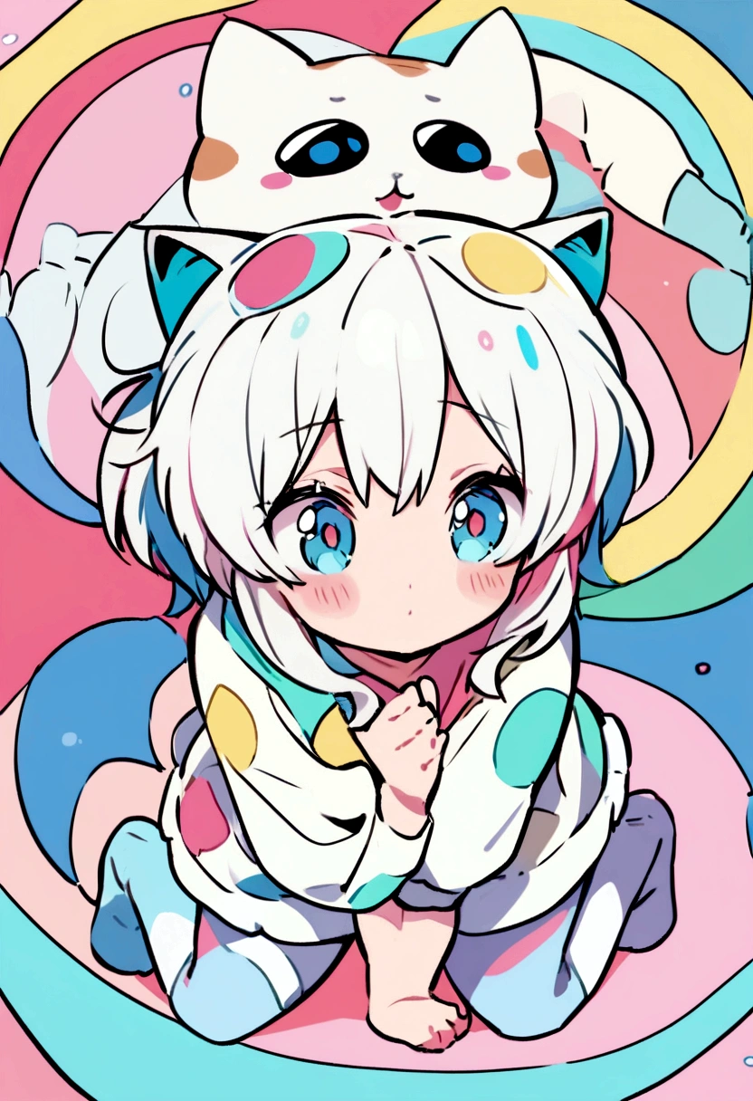 List of illustrations of cute cat poses, several side-by-side, cute colors and poses, best image quality