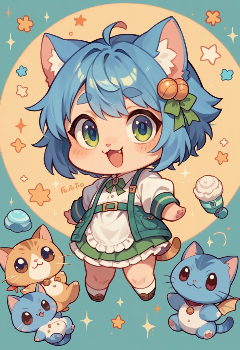 List of illustrations of cute tortoiseshell cat poses, chibi characters, display several side by side, cute colors and poses, best image quality