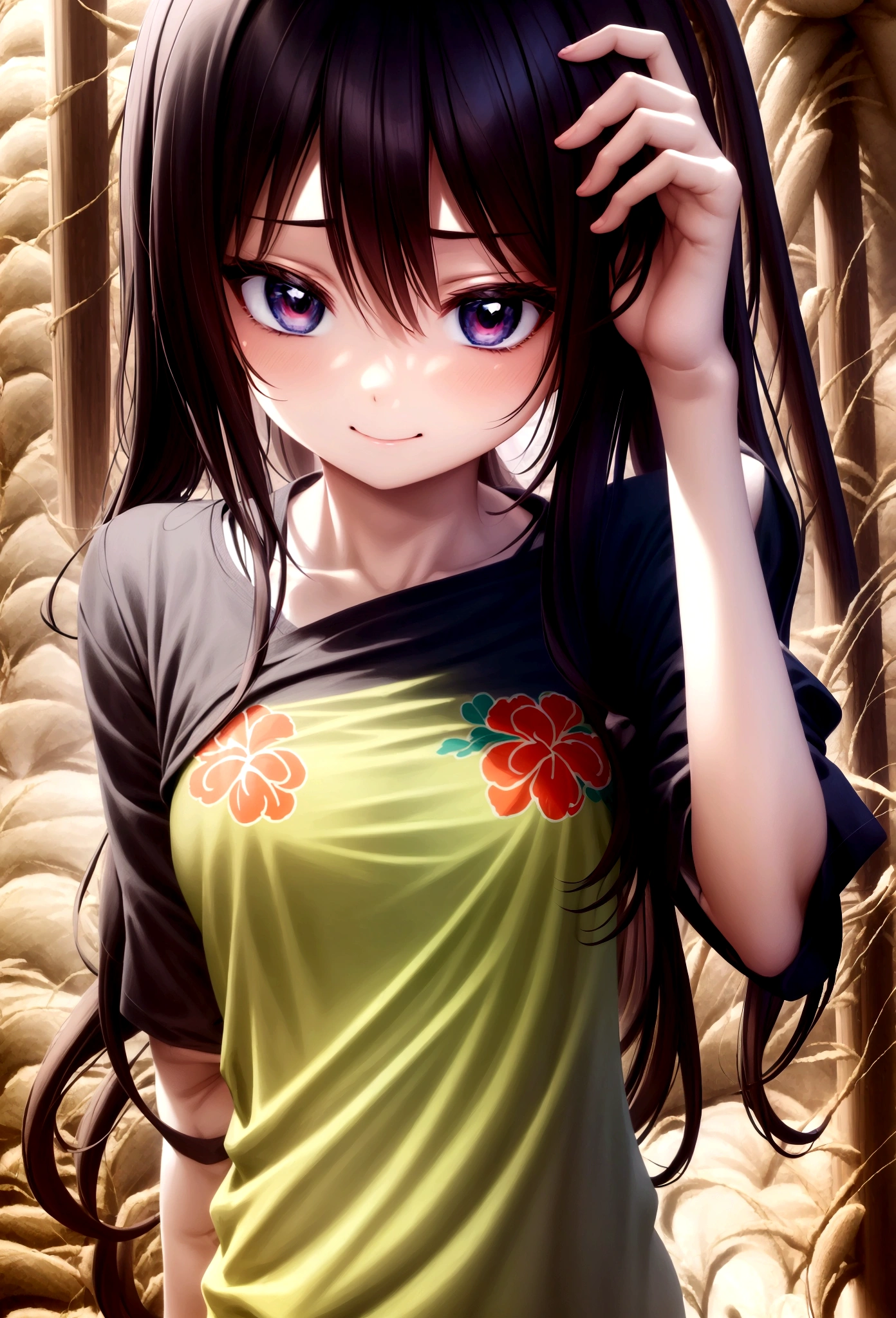 tshirt design, rzminjourney, Vector art, summer design, Hot as Hawaii,hand {refer tos} cute {refer to} hand,