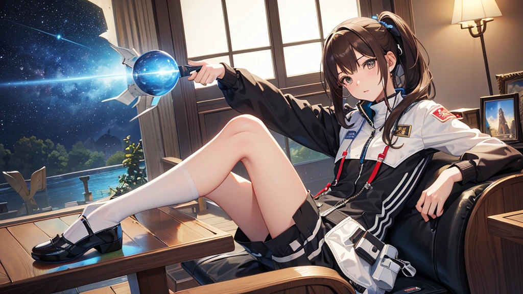 ((Highest quality)), (masterpiece)), (detailed: 1.4), 3d, An absurd solution, High resolution, (masterpiece: 1.4), 超detailed, Beautiful girl 1 person, future的な女性のイメージ, Shiny brown hair, Beautiful brown eyes, Beautiful Face, 20-year-old, Spaceship, floating, small, Spacesuit, Spaceship, window, future, Dynamic pose, Change of clothes