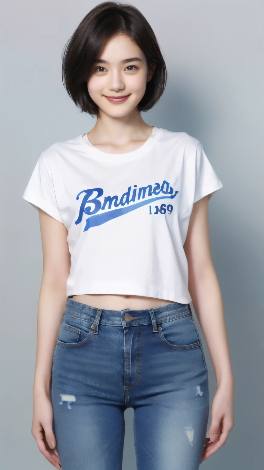 249 (An 18-year-old female and an 18-year-old male), (short hair),kind, lipstick, (Jeans andTshirt), smile